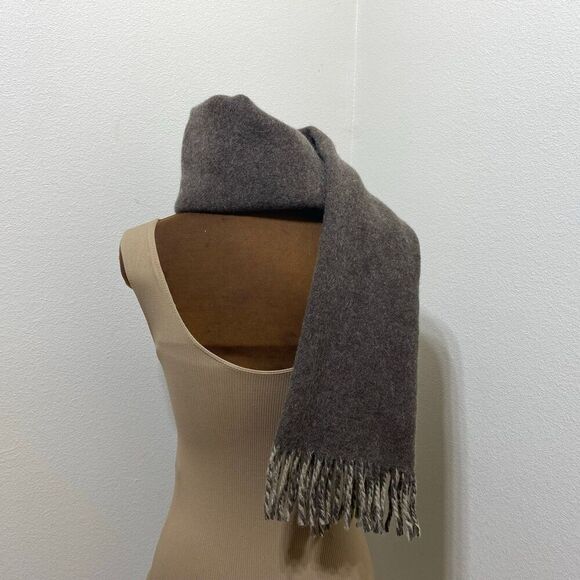 Lauren Ralph Lauren Lambswool Angora Scarf Muffler Brown Tan Reversible Italy - Picture 7 of 12